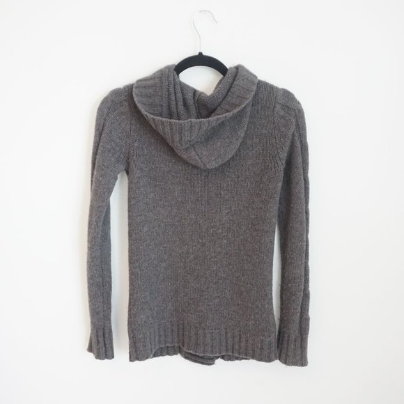 Grey Cable Knit Button Up Hooded Sweater Size S - Picture 3 of 3